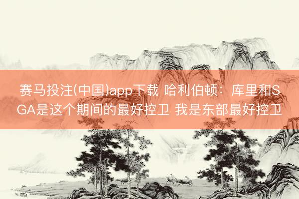 赛马投注(中国)app下载 哈利伯顿：库里和SGA是这个期间的最好控卫 我是东部最好控卫