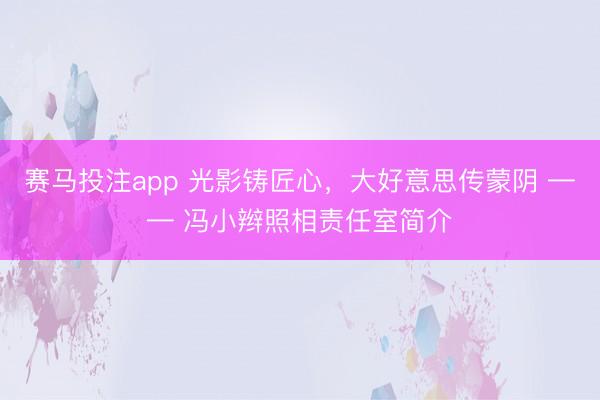 赛马投注app 光影铸匠心，大好意思传蒙阴 —— 冯小辫照相责任室简介