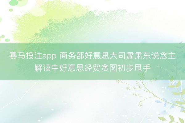 赛马投注app 商务部好意思大司肃肃东说念主解读中好意思经贸贪图初步甩手