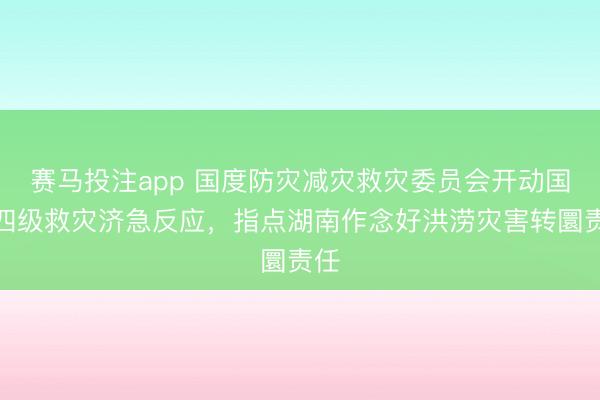 赛马投注app 国度防灾减灾救灾委员会开动国度四级救灾济急反应，指点湖南作念好洪涝灾害转圜责任