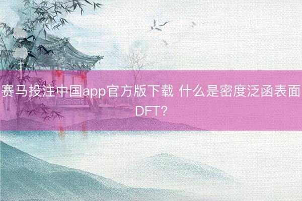 赛马投注中国app官方版下载 什么是密度泛函表面DFT?