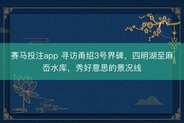 赛马投注app 寻访甬绍3号界碑，四明湖至麻岙水库，秀好意思的景况线