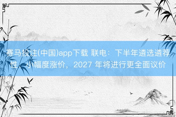 赛马投注(中国)app下载 联电：下半年遴选遴荐性、小幅度涨价，2027 年将进行更全面议价