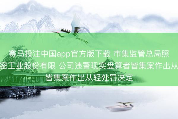 赛马投注中国app官方版下载 市集监管总局照章对立讯精密工业股份有限 公司违警现实盘算者皆集案作出从轻处罚决定