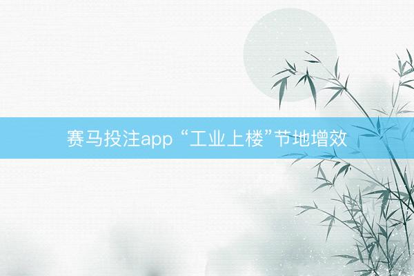 赛马投注app “工业上楼”节地增效