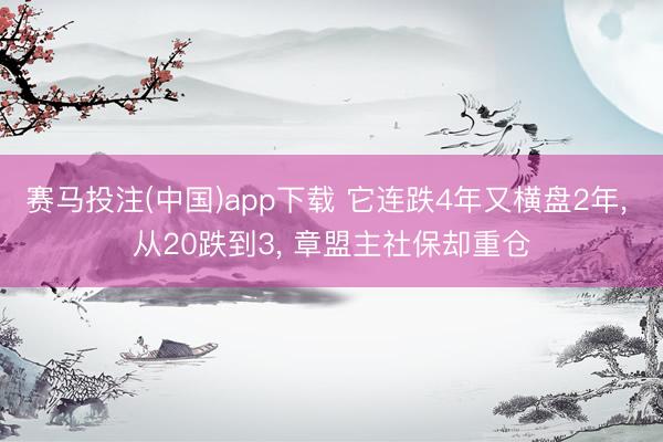 赛马投注(中国)app下载 它连跌4年又横盘2年, 从20跌到3, 章盟主社保却重仓