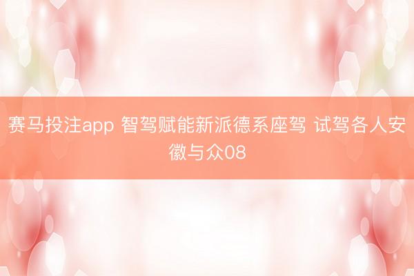 赛马投注app 智驾赋能新派德系座驾 试驾各人安徽与众08