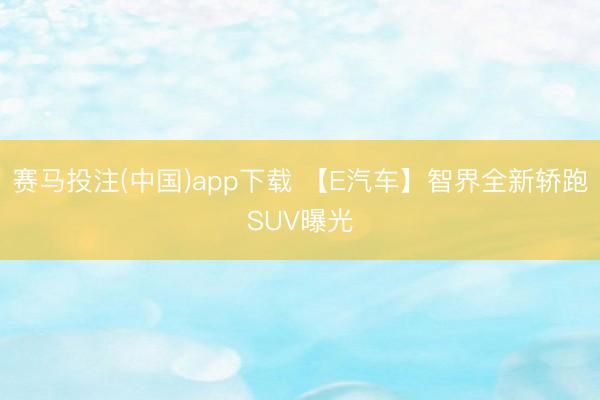 赛马投注(中国)app下载 【E汽车】智界全新轿跑SUV曝光
