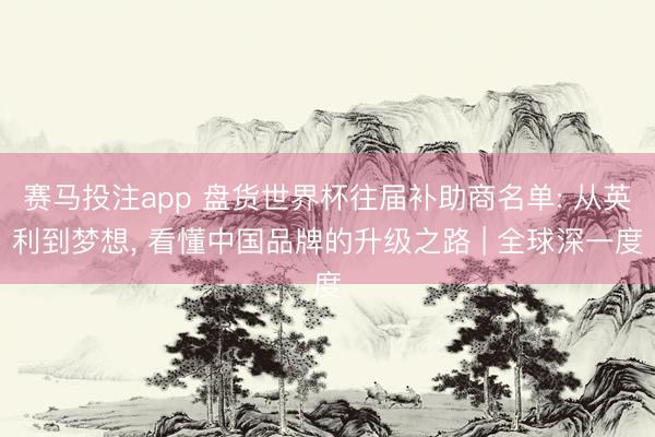 赛马投注app 盘货世界杯往届补助商名单: 从英利到梦想, 看懂
