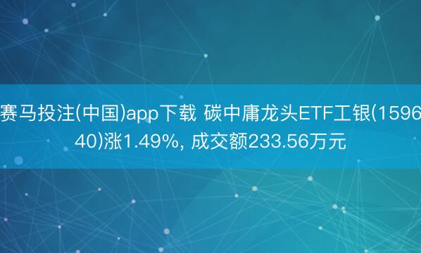 赛马投注(中国)app下载 碳中庸龙头ETF工银(159640)涨1.49%， 成交额233.56万元