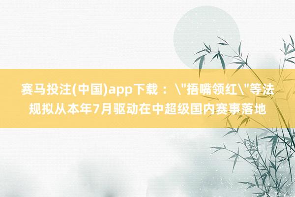 赛马投注(中国)app下载 :